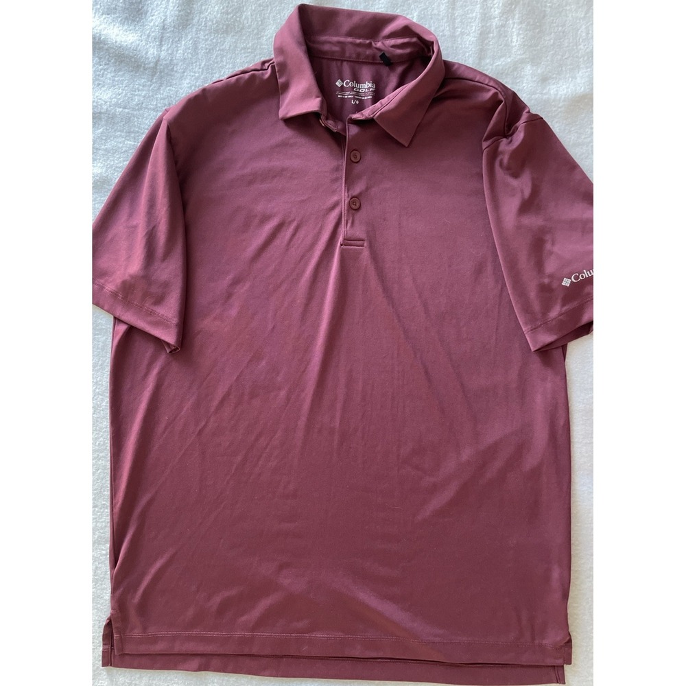 Columbia Golf Polo Shirt Mens Large Maroon Omni Short‎ Sleeve Moisture Wicking
